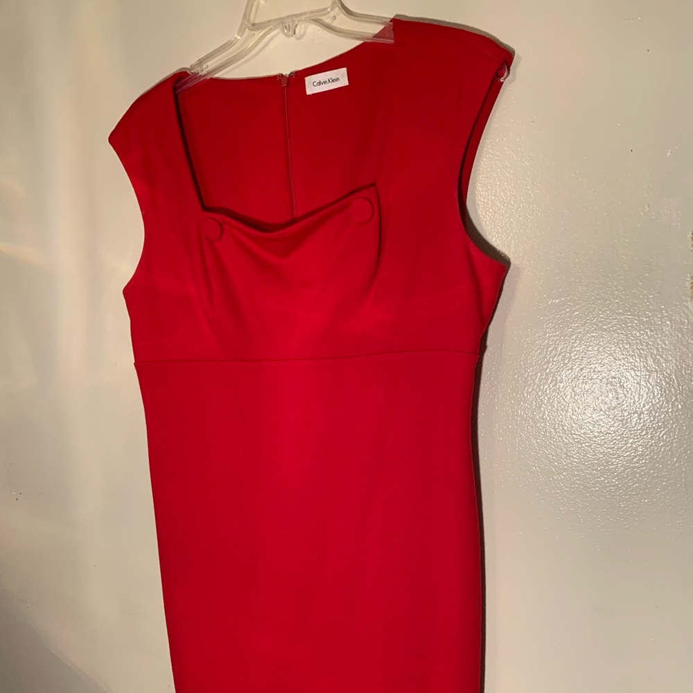 Calvin Klein Sheath Dress:  Size 14: Red:  EUC